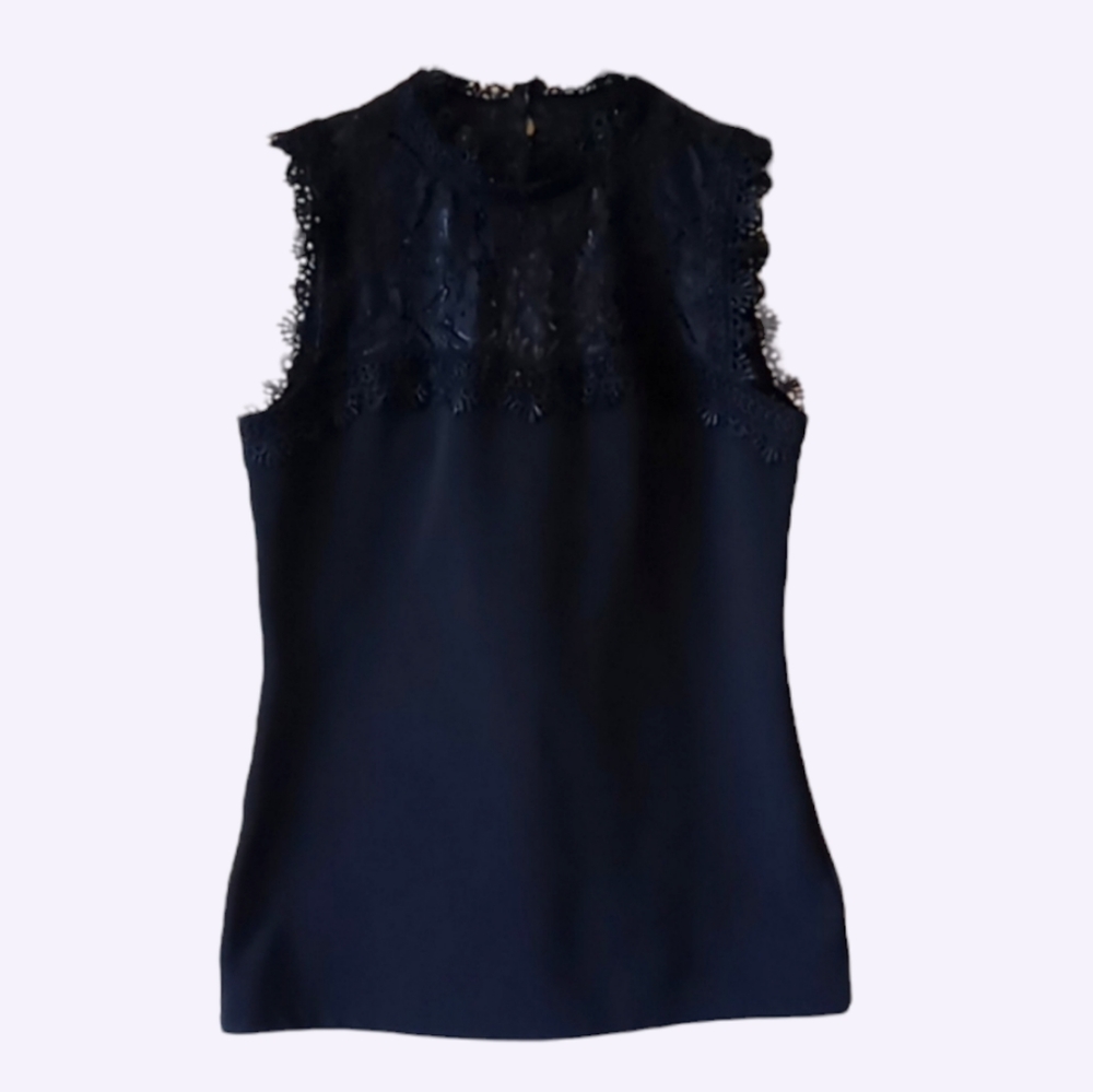 H&M Women's Size Small Blue Sleeveless Lace Top